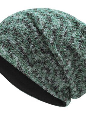 Women's Mixed Green Warm Knit Winter Pull-On Classic Slouchy Stretch Skull Cap